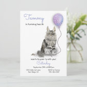 Cat Birthday Party Invitation Kaart (Staand voorkant)