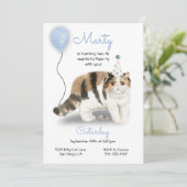 Cat Birthday Party Invitation Kaart (Staand voorkant)