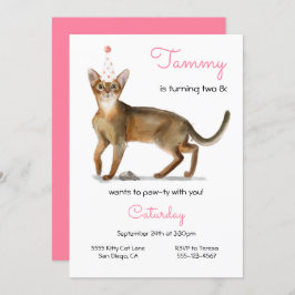 Cat Birthday Party Invitation Kaart