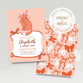 Cat Birthday Party Invite, Modern Pawty Cat Kaart