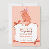 Cat Birthday Party Invite, Modern Pawty Cat Kaart (Voorkant)