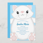 Cat Birthday Party Kat Blue Kaart (Voorkant / Achterkant)
