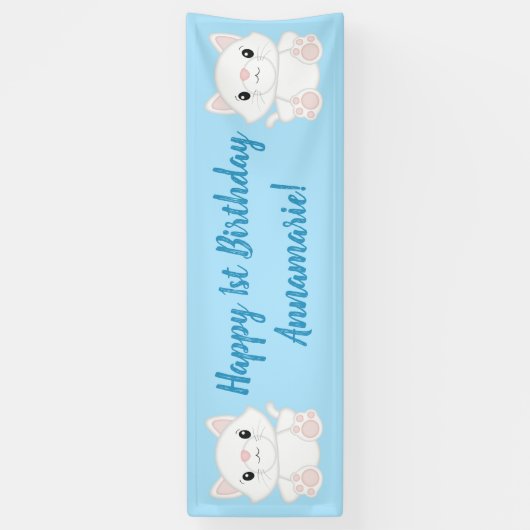 Cat Birthday Party Kat Blue Spandoek (Verticaal)