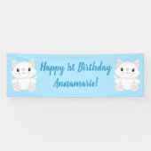 Cat Birthday Party Kat Blue Spandoek (Horizontaal)