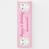 Cat Birthday Party Kat roze Spandoek (Verticaal)