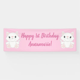 Cat Birthday Party Kat roze Spandoek