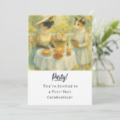 Cat Birthday Party Uitnodigingskaart Kaart (Staand voorkant)