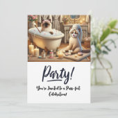 Cat Birthday Party Uitnodigingskaart Kaart (Staand voorkant)