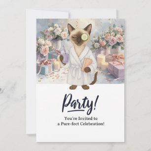 Cat Birthday Party Uitnodigingskaart Kaart