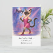 Cat Birthday Party Uitnodigingskaart Kaart (Staand voorkant)