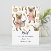 Cat Birthday Party Uitnodigingskaart Kaart (Staand voorkant)