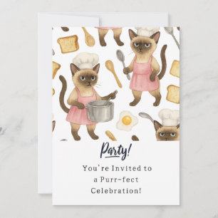 Cat Birthday Party Uitnodigingskaart Kaart