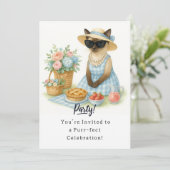Cat Birthday Party Uitnodigingskaart Kaart (Staand voorkant)