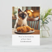 Cat Birthday Party Uitnodigingskaart Kaart (Staand voorkant)