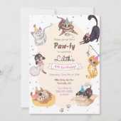 Cat Birthday Paw-ty Invitation Kaart (Voorkant)