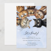 Cat Birthday Pawty Schattige gepersonaliseerd Kaart (Voorkant / Achterkant)