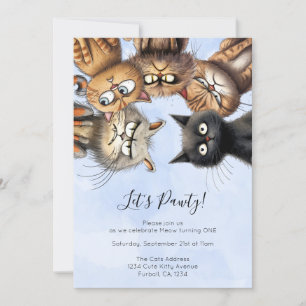 Cat Birthday Pawty Schattige gepersonaliseerd Kaart