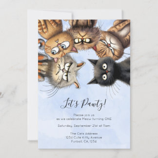 Cat Birthday Pawty Schattige gepersonaliseerd Kaart