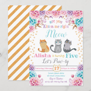 Cat Birthday Uitnodiging