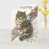  Cat Birthday Wenskaart Kaart (Gele Bloem)