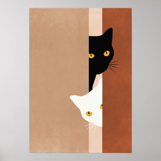  cat black and white poster (Voorkant)