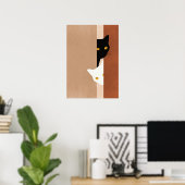  cat black and white poster (Thuiskantoor)