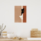  cat black and white poster (Keuken)