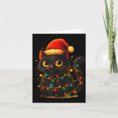Cat Black Christmas Tree Lights Funny Santa Kitten Kaart (Voorkant)