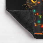 Cat Black Christmas Tree Lights Funny Santa Kitten Muismat (Hoek)