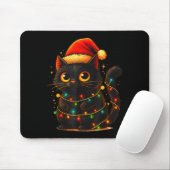 Cat Black Christmas Tree Lights Funny Santa Kitten Muismat (Met muis)