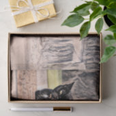 Cat Black Cute Antiek Schets Kunst Tissuepapier (Geschenk)
