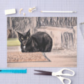 Cat Black Cute Antiek Schets Kunst Tissuepapier (Craft)