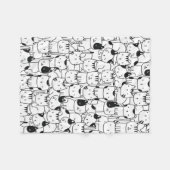 Cat Black en White Cute Pattern Fleece Deken (Voorkant (Horizontaal))