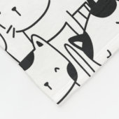 Cat Black en White Cute Pattern Fleece Deken (Hoek)