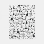 Cat Black en White Cute Pattern Fleece Deken (Voorkant)