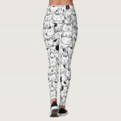 Cat Black en White Cute Pattern Leggings (Achterkant)