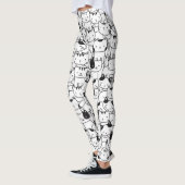 Cat Black en White Cute Pattern Leggings (Links)