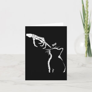 Cat Black Lover Skeleton Hand Boop Funny Halloween Kaart