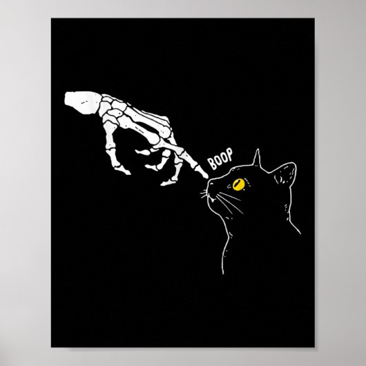 Cat Black Lover Skeleton Hand Boop Funny Halloween Poster (Voorkant)