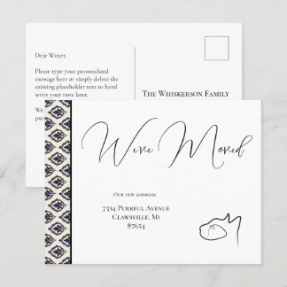 Cat Black & White We hebben verhuisd, Adreswijzigi Briefkaart