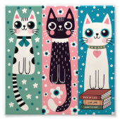 Cat Bladwijzer Doodle Drawings Foto Afdruk (Voorkant)