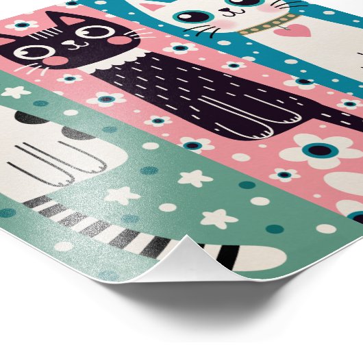 Cat Bladwijzer Doodle Drawings Foto Afdruk (Hoek)