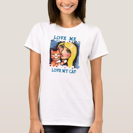 Cat & Blonde Lady T-Shirt (Voorkant)
