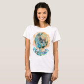 Cat Blue Eyes Vergeet me-niet Feline Art T-Shirt (Voorkant volledig)