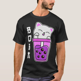 Cat Boba Anime Bubble Tea Neko Girls Kawaii Girls T-shirt