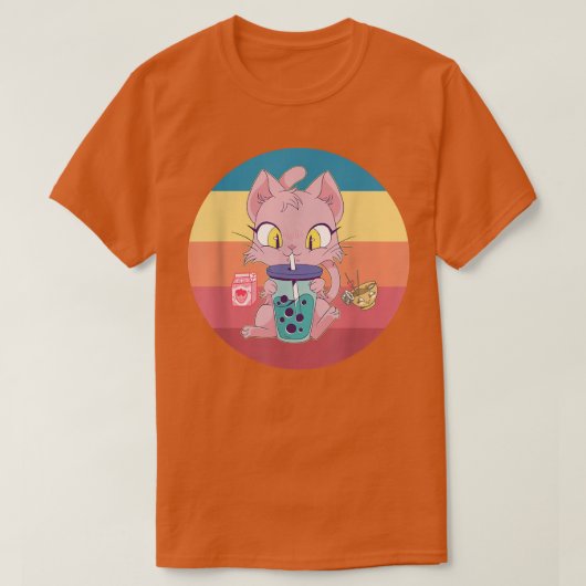 Cat Boba Bubble Tea Tshirt Anime Kawaii Neko Straw (Design voorkant)