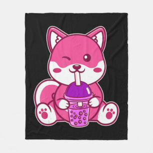 Cat Boba Cute Bubble Tea Anime Neko Kawaii voor Gi Fleece Deken