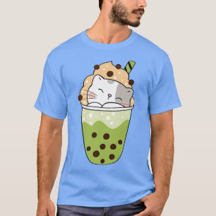 Cat boba matcha Boba bubble tea schattig animo kaw T-shirt