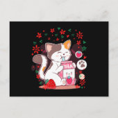 Cat Boba Shake Strawberry Milk Uitnodiging Briefkaart (Voorkant)