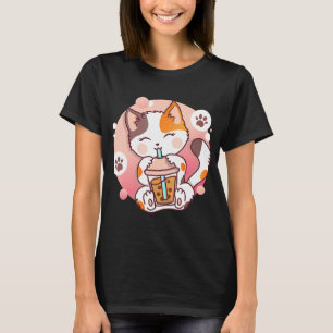 Cat Boba tea beltea animme Kawaii neko Girls te T-shirt